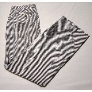 Michael Kors Womens SZ 10 White Black Striped High Rise Wide Leg Cropped Pants U